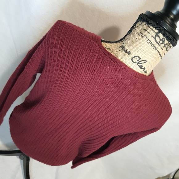 Hollister Womens Large Maroon Red Knit Wrap Sweater - Picture 8 of 11